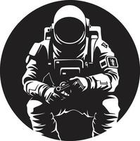 galactisch ontdekkingsreiziger astronaut embleem ontwerp ruimte ontdekkingsreiziger astronaut emblematisch vector