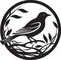 nestcraft vector vogel iconisch embleem vogel kunstenaarstalent zwart nest logo ontwerp