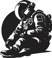 galactisch voorloper astronaut helm symbool interstellair avonturier zwart ruimte logo vector