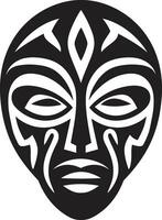 tribal fluistert Afrikaanse masker embleem mysticus erfgoed tribal vector ontwerp