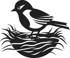nest Schepper zwart vogel embleem vogel assembler vector nest ontwerp