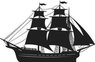 historisch zeelieden zwart schip embleem erfenis vaartuig vector oude schip ontwerp