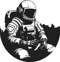 nul zwaartekracht ontdekkingsreiziger astronaut vector icoon orbital reiziger zwart astronaut embleem