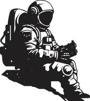 kosmos reiziger zwart ruimte ontdekkingsreiziger logo galactisch expeditie astronaut vector icoon