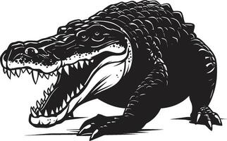 rivier- s majesteit zwart alligator logo woest jager alligator vector icoon ontwerp