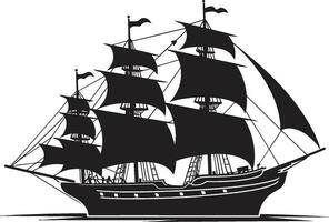 antiek zeeman vector schip ontwerp historisch galjoen zwart schip embleem