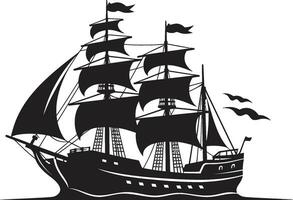 maritiem erfgoed zwart oude schip logo zeevaart erfenis vector schip icoon
