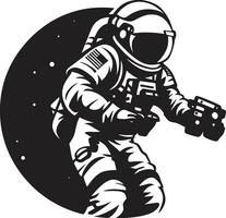 kosmisch ontdekkingsreiziger astronaut vector embleem ruimte pionier zwart helm logo icoon