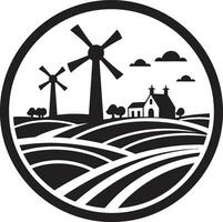 velden van elegantie agrarisch boerderij embleem natuur s terugtrekken zwart vector logo voor boerderijen