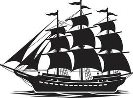 oud het zeilen zwart oude schip logo wijnoogst navigator vector schip icoon