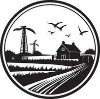 landelijk erfenis zwart vector logo voor boerderij leven land comfort agrarisch boerderij icoon