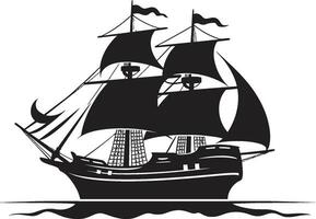historisch odyssee zwart vector schip wijnoogst zeeman oude schip icoon ontwerp