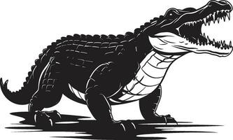 op de loer roofdier zwart alligator logo ontwerp wildernis soeverein vector alligator embleem