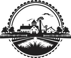 platteland oase agrarisch boerderij icoon hoeve erfgoed zwart vector logo voor landbouw