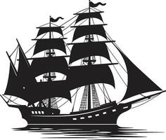 historisch odyssee zwart schip icoon oude reiziger vector schip embleem