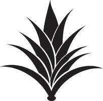 aloë straling zwart vector embleem logo botanisch kalmte aloë vera zwart icoon ontwerp