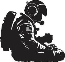 galactisch voorloper astronaut helm symbool interstellair avonturier zwart ruimte logo vector