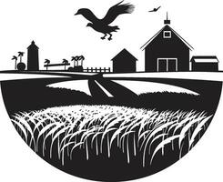 oogst horizon agrarisch zwart logo velden oase vector boerderij embleem