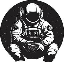 galactisch ontdekkingsreiziger astronaut embleem ontwerp ruimte ontdekkingsreiziger astronaut emblematisch vector