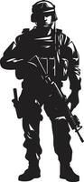 militant waakzaamheid leger man vector ontwerp strijd klaar krijger zwart embleem