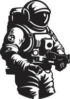orbital avonturier vector astronaut symbool kosmos reiziger zwart ruimte ontdekkingsreiziger logo