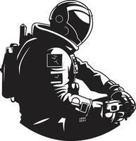 kosmos pionier zwart astronaut symbool galactisch grens astronaut embleem ontwerp vector