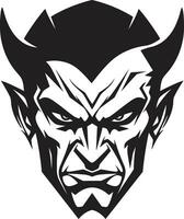 helse dreiging zwart icoon van duivel s toorn sinister blik agressief duivel s gezicht in vector