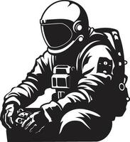 orbital reiziger zwart astronaut embleem stellair navigator vector astronaut symbool