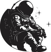 kosmisch ontdekkingsreiziger astronaut vector embleem ruimte pionier zwart helm logo icoon