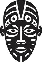 ritueel echo zwart icoon van tribal masker geestelijk tapijtwerk Afrikaanse tribal embleem ontwerp vector