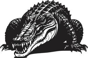 rivier- voogd zwart alligator embleem ontwerp woest majesteit alligator vector logo