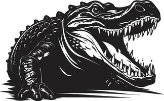 oerwoud kaken alligator zwart logo ontwerp op de loer krachtpatser zwart vector alligator