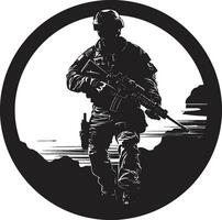 defensief beschermer zwart soldaat icoon militant waakzaamheid leger man vector ontwerp