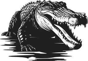 wildernis kijker alligator zwart logo icoon schaal majesteit vector alligator in zwart