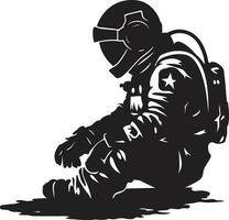 kosmisch ontdekkingsreiziger astronaut vector embleem ruimte pionier zwart helm logo icoon