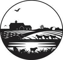 natuur s hoeve boerderij icoon oogst horizon agrarisch zwart logo vector