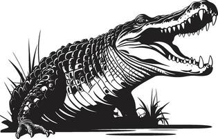 rivier- soeverein vector zwart alligator icoon oerwoud kaken alligator zwart logo ontwerp