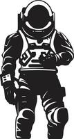 ruimte pionier zwart helm logo icoon galactisch reiziger astronaut symbool ontwerp vector