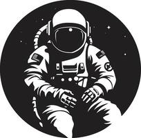 galactisch grens astronaut embleem ontwerp kosmisch voorhoede astronaut emblematisch icoon vector