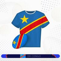 dr Congo rugby Jersey met rugby bal van dr Congo Aan abstract sport achtergrond. vector