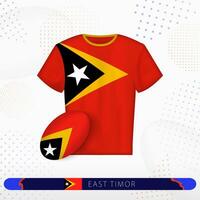 oosten- Timor rugby Jersey met rugby bal van oosten- Timor Aan abstract sport achtergrond. vector