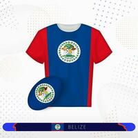 Belize rugby Jersey met rugby bal van Belize Aan abstract sport achtergrond. vector