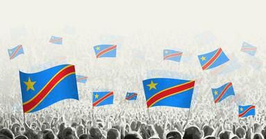 abstract menigte met vlag van dr Congo. volkeren protest, revolutie, staking en demonstratie met vlag van dr Congo. vector