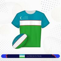 Oezbekistan rugby Jersey met rugby bal van Oezbekistan Aan abstract sport achtergrond. vector