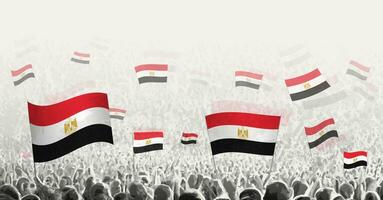 abstract menigte met vlag van Egypte. volkeren protest, revolutie, staking en demonstratie met vlag van Egypte. vector