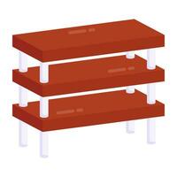 perfect ontwerp icoon van 3 niveau tafel vector