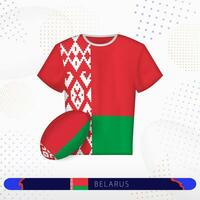 Wit-Rusland rugby Jersey met rugby bal van Wit-Rusland Aan abstract sport achtergrond. vector