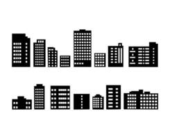 stad gebouw silhouet reeks illustratie vector