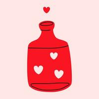 liefde toverdrank icoon. liefde spellen magie fles met roze harten grafisch geïsoleerd Aan roze achtergrond. romantisch print.vector illustratie. vector