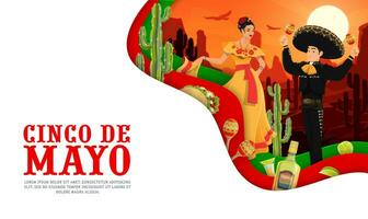 cinco de mayo Mexicaans vakantie papier besnoeiing banier vector